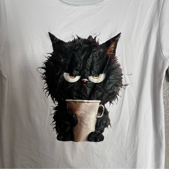 Grumpy coffee cat oversize soft tee Small - Picture 3 of 3